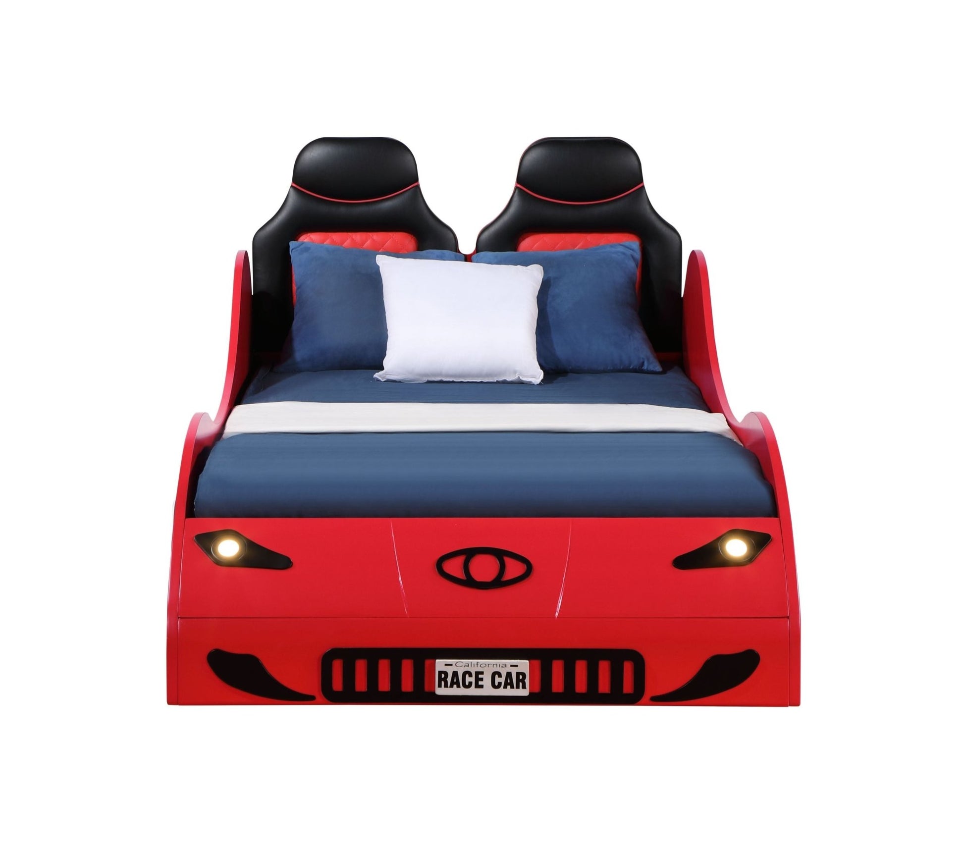 Colen Red Finish Twin Car Bed with LED - 1st Choice Furniture Direct
