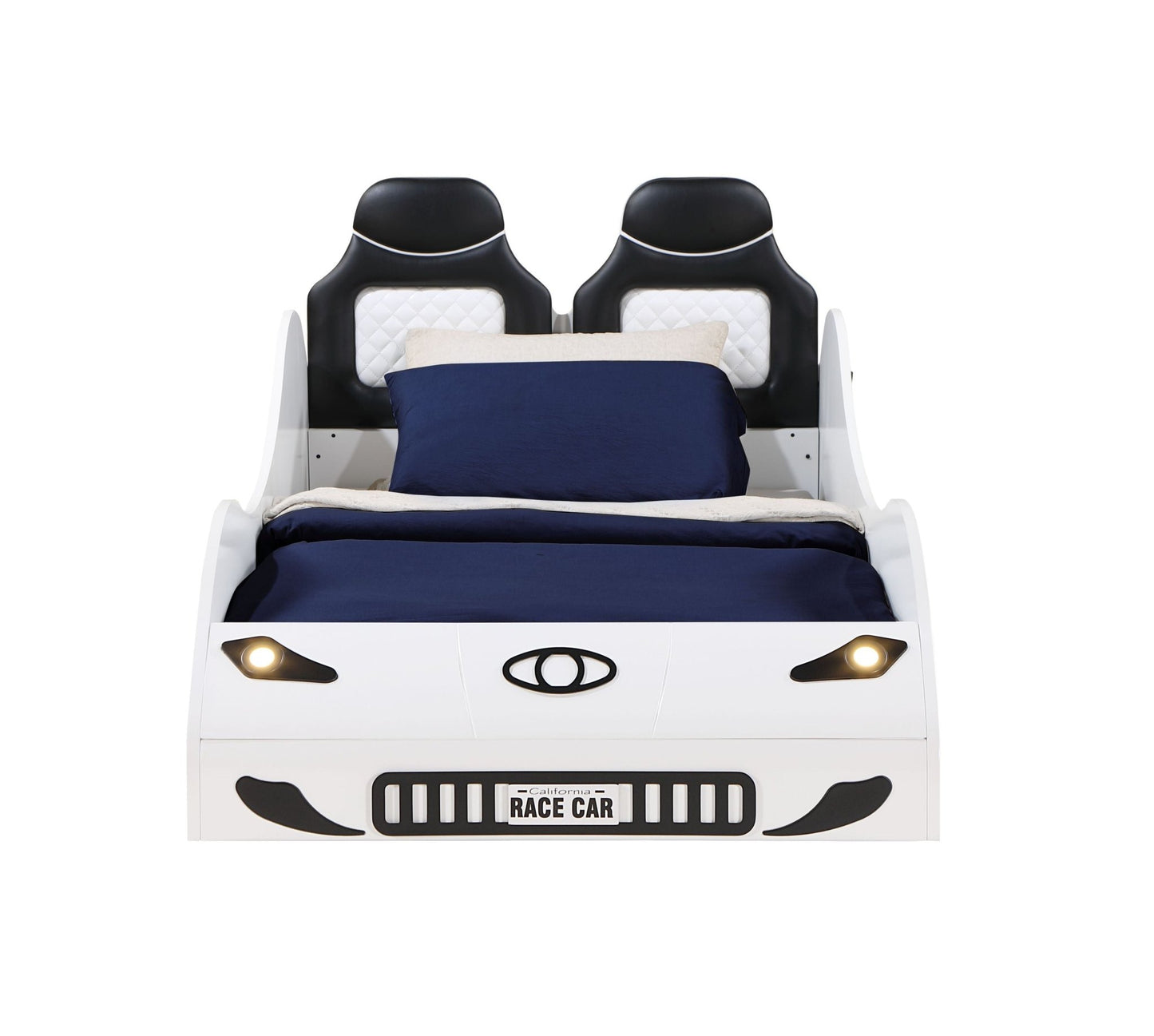 Colen White Finish Twin Car Bed with LED - 1st Choice Furniture Direct