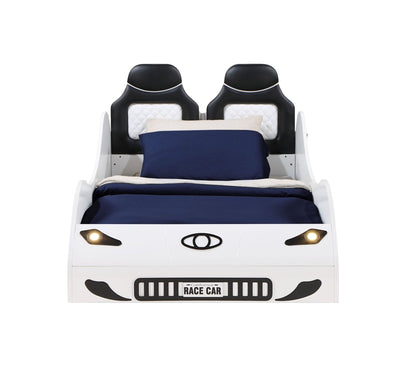 Colen White Finish Twin Car Bed with LED - 1st Choice Furniture Direct