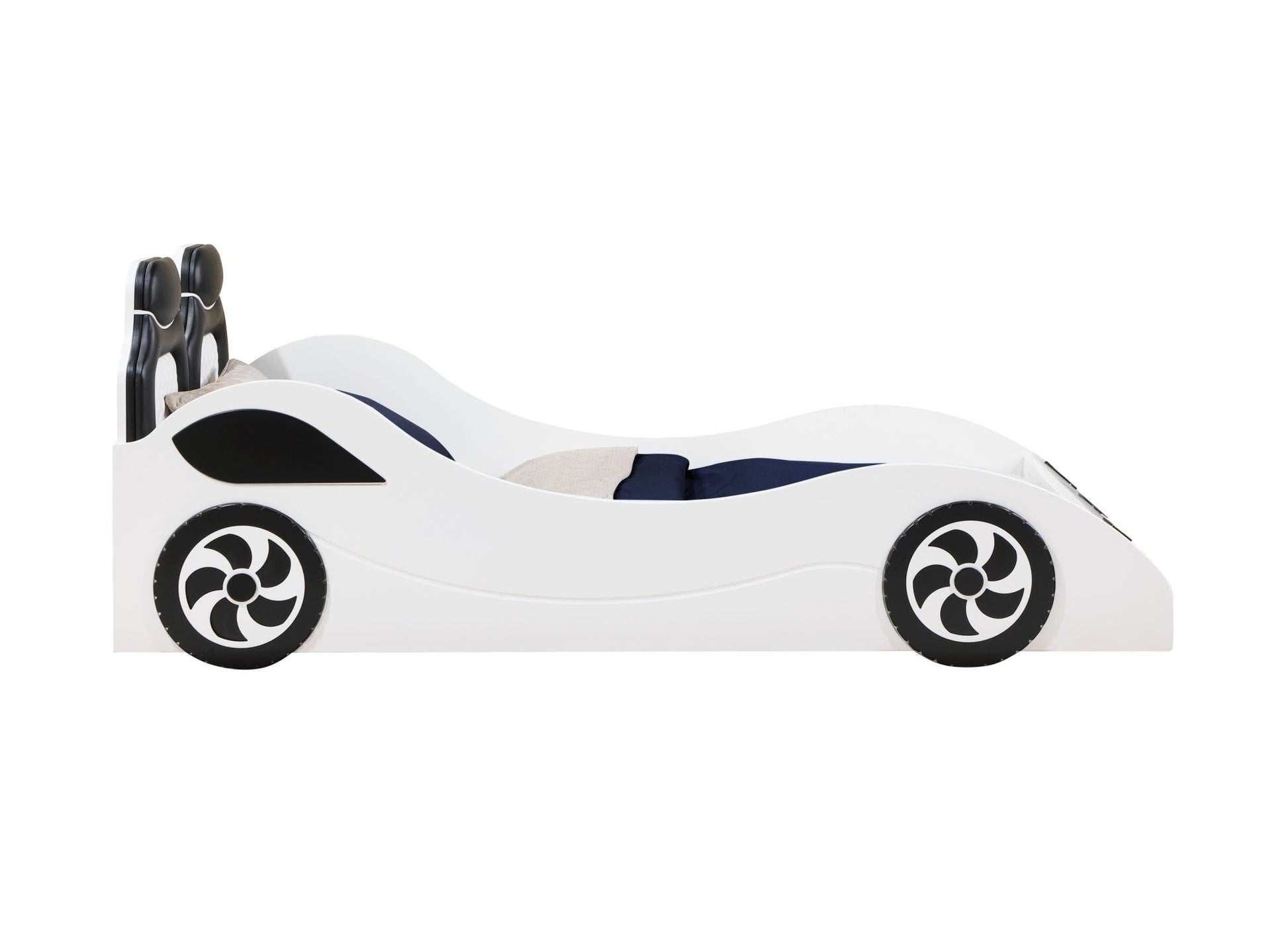 Colen White Finish Twin Car Bed with LED - 1st Choice Furniture Direct