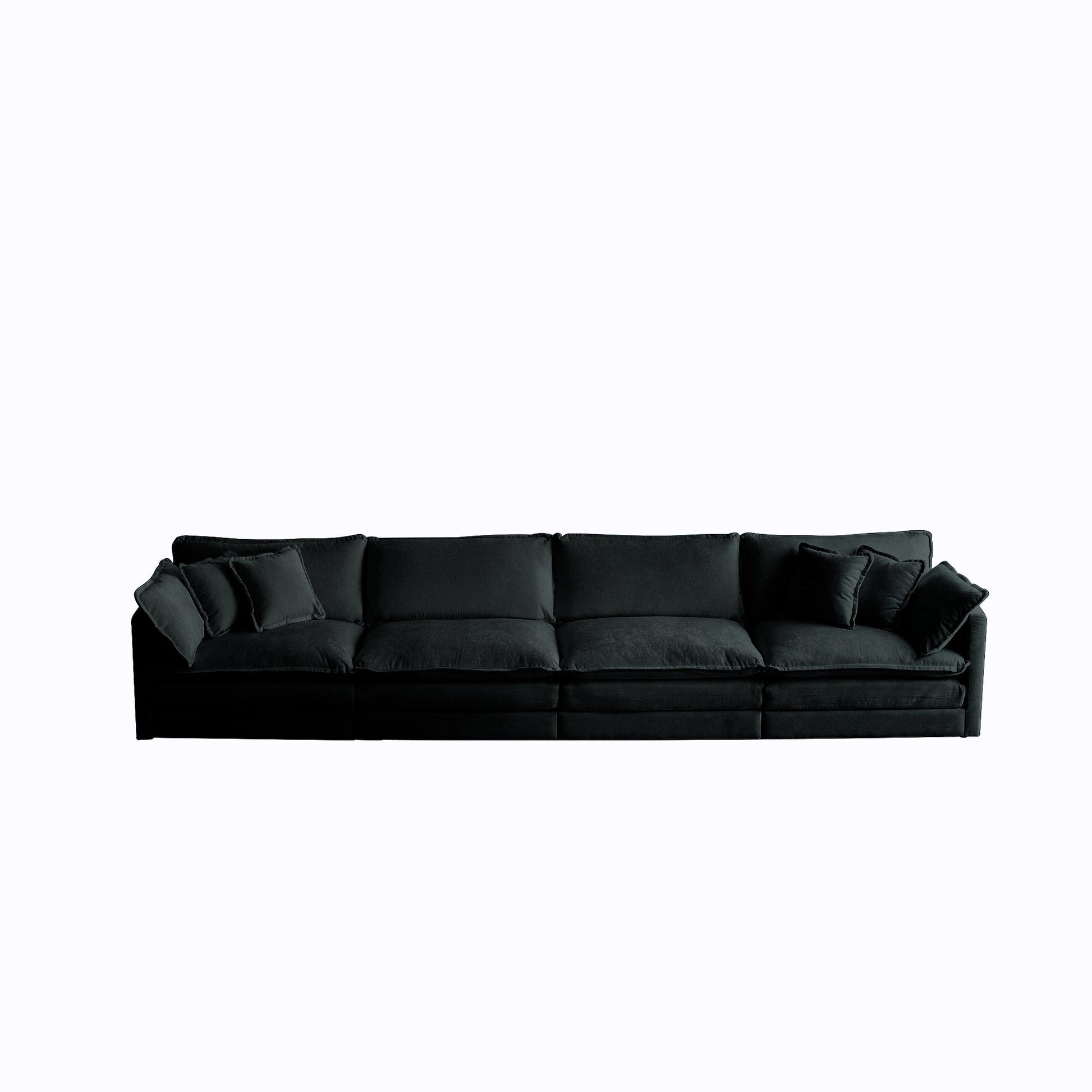 Comfort U Shaped Couch with Reversible Chaise, Modular Large U - Shape Sectional Sofa, Double Extra Ottomans,Black Chenille - 1st Choice Furniture Direct