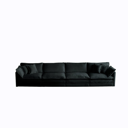Comfort U Shaped Couch with Reversible Chaise, Modular Large U - Shape Sectional Sofa, Double Extra Ottomans,Black Chenille - 1st Choice Furniture Direct