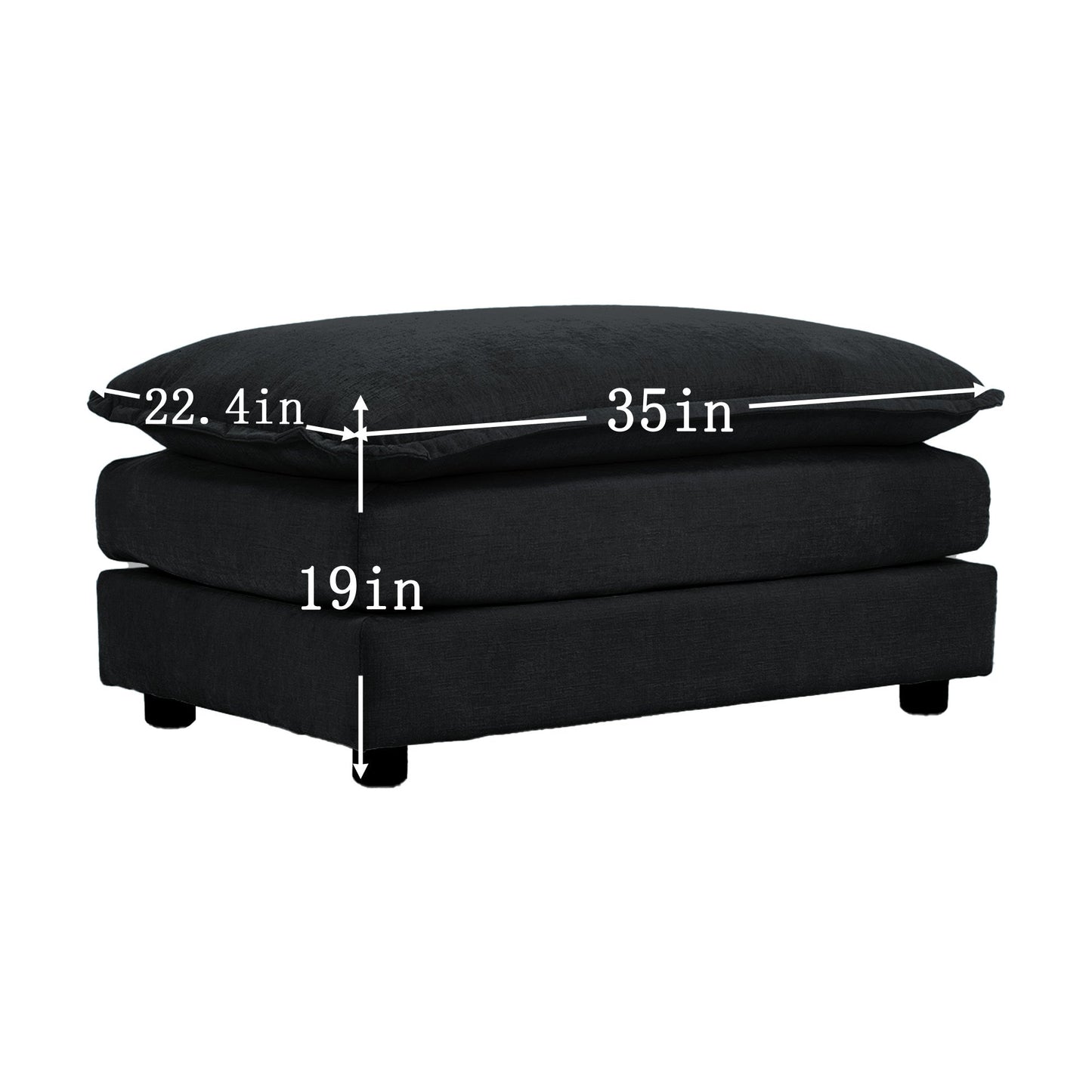 Comfort U Shaped Couch with Reversible Chaise, Modular Large U - Shape Sectional Sofa, Double Extra Ottomans,Black Chenille - 1st Choice Furniture Direct