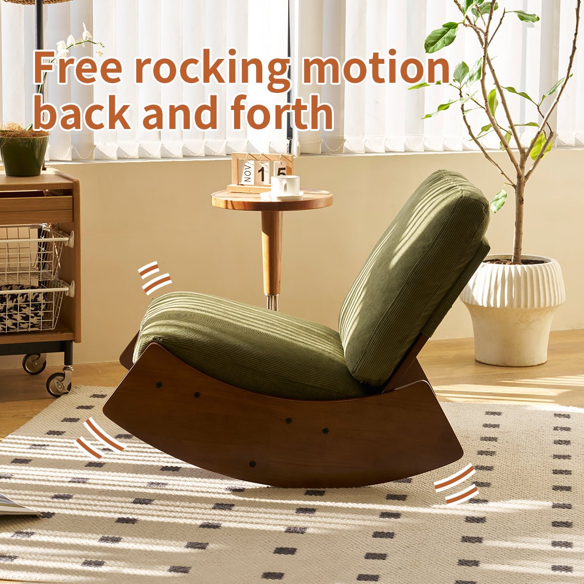 Comfortable Glider Rocking Chair, High - Quality Upholstery Glider Chair, Solid Wood Frame, Perfect for Multiple Settings Accent Reading Chair for Bedroom,Living Room,Nursery - 1st Choice Furniture Direct