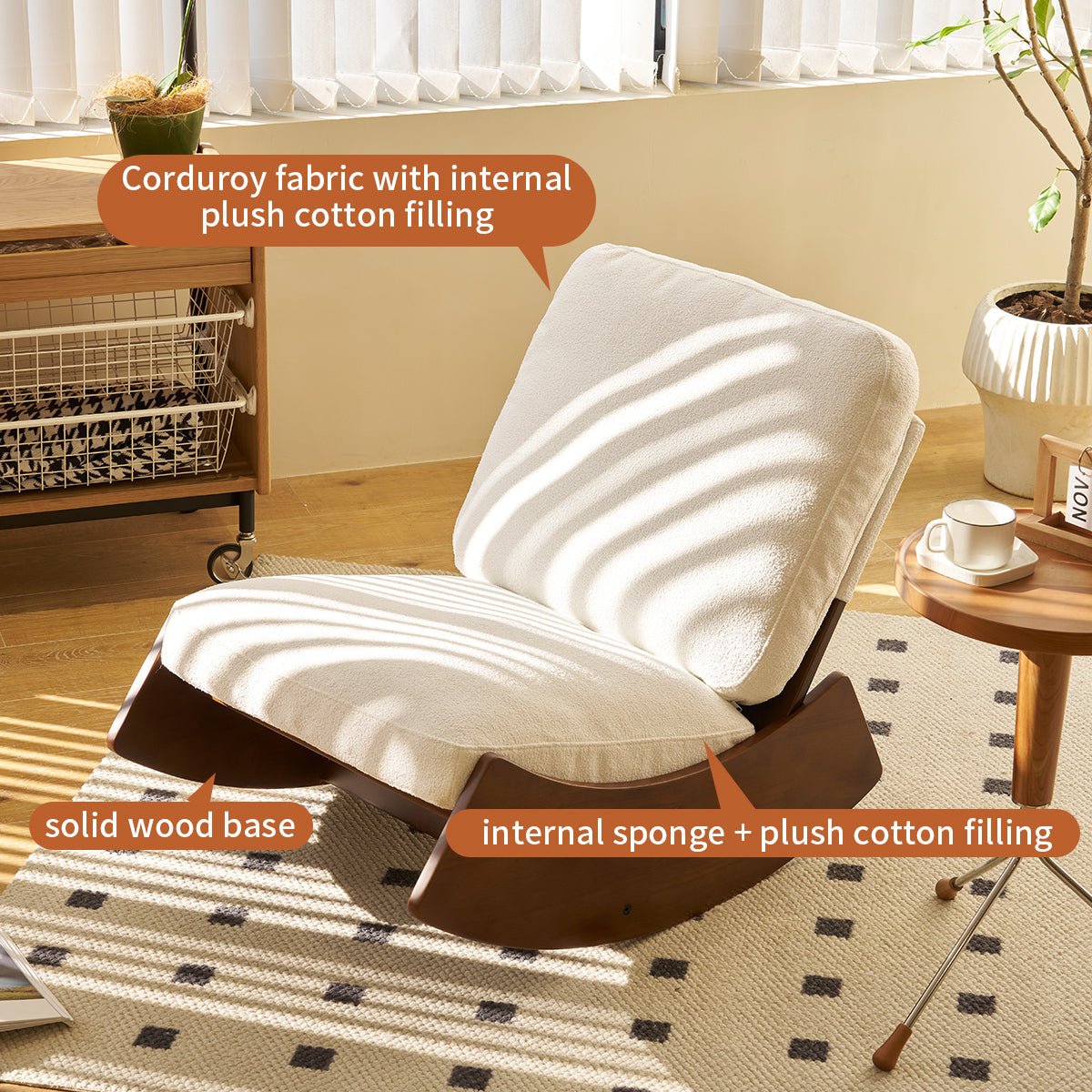 Comfortable Glider Rocking Chair, High - Quality Upholstery Glider Chair, Solid Wood Frame, Perfect for Multiple Settings Accent Reading Chair for Bedroom,Living Room,Nursery - 1st Choice Furniture Direct