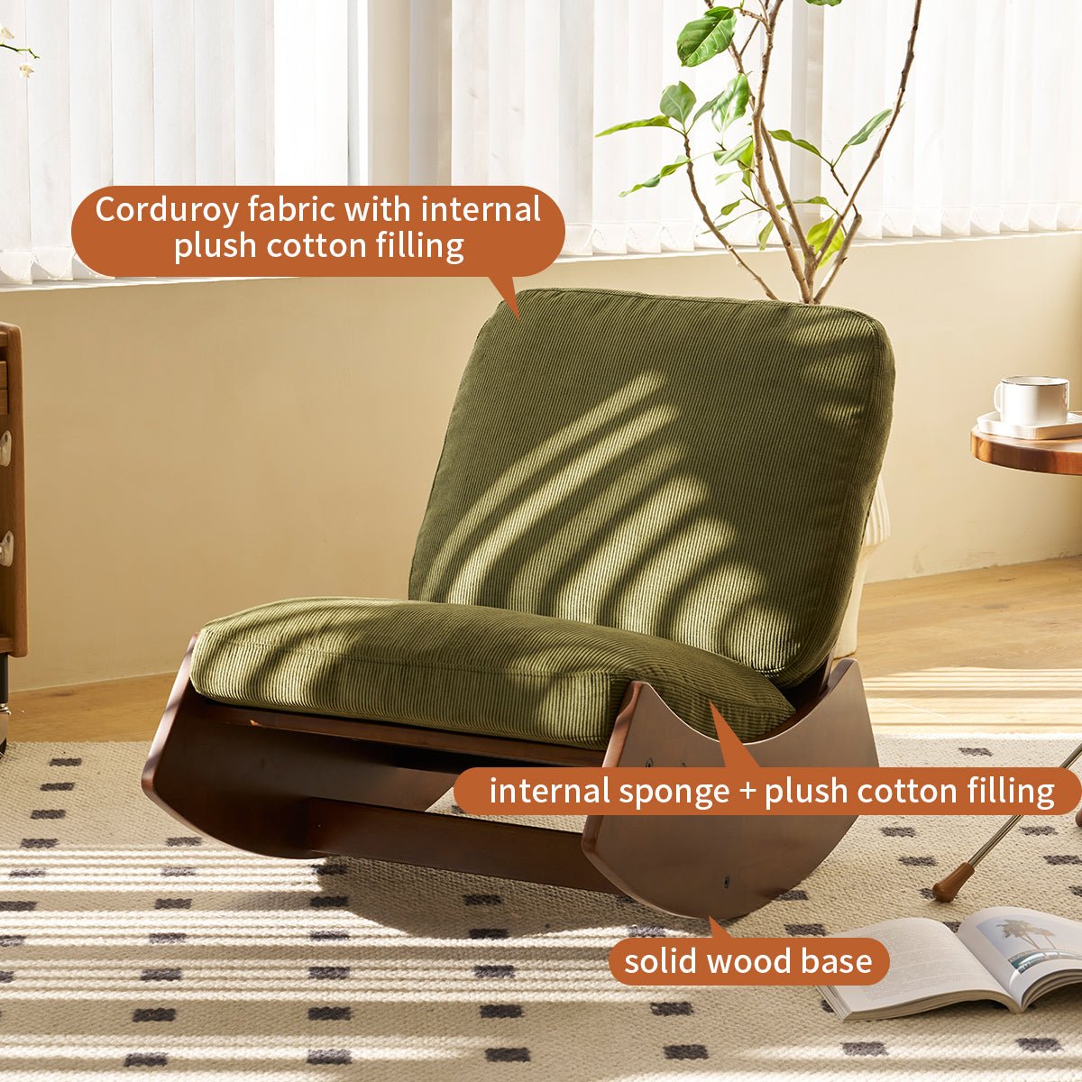 Comfortable Glider Rocking Chair, High - Quality Upholstery Glider Chair, Solid Wood Frame, Perfect for Multiple Settings Accent Reading Chair for Bedroom,Living Room,Nursery - 1st Choice Furniture Direct