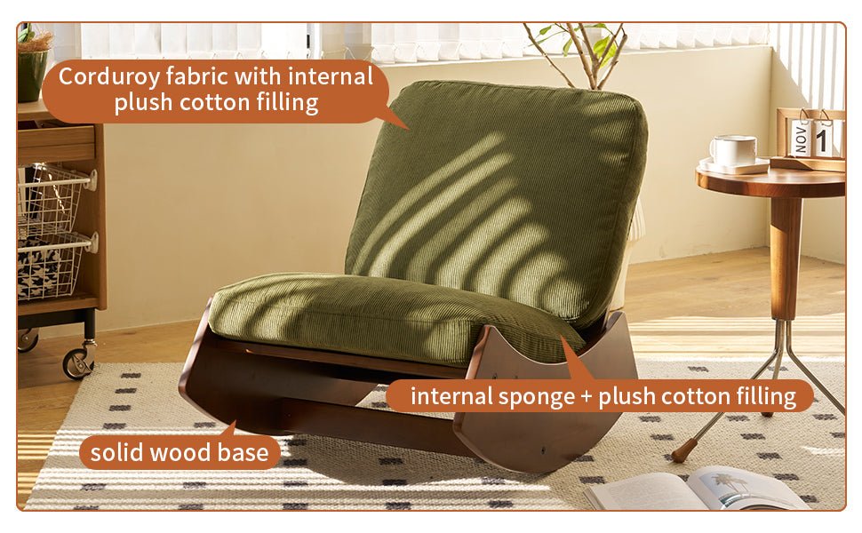 Comfortable Glider Rocking Chair, High - Quality Upholstery Glider Chair, Solid Wood Frame, Perfect for Multiple Settings Accent Reading Chair for Bedroom,Living Room,Nursery - 1st Choice Furniture Direct