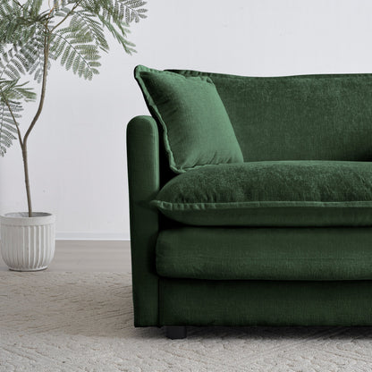 Comfy Deep Single Seat Sofa Upholstered Reading Armchair Living Room Chair Green Chenille Fabric , 1 Toss Pillow - 1st Choice Furniture Direct