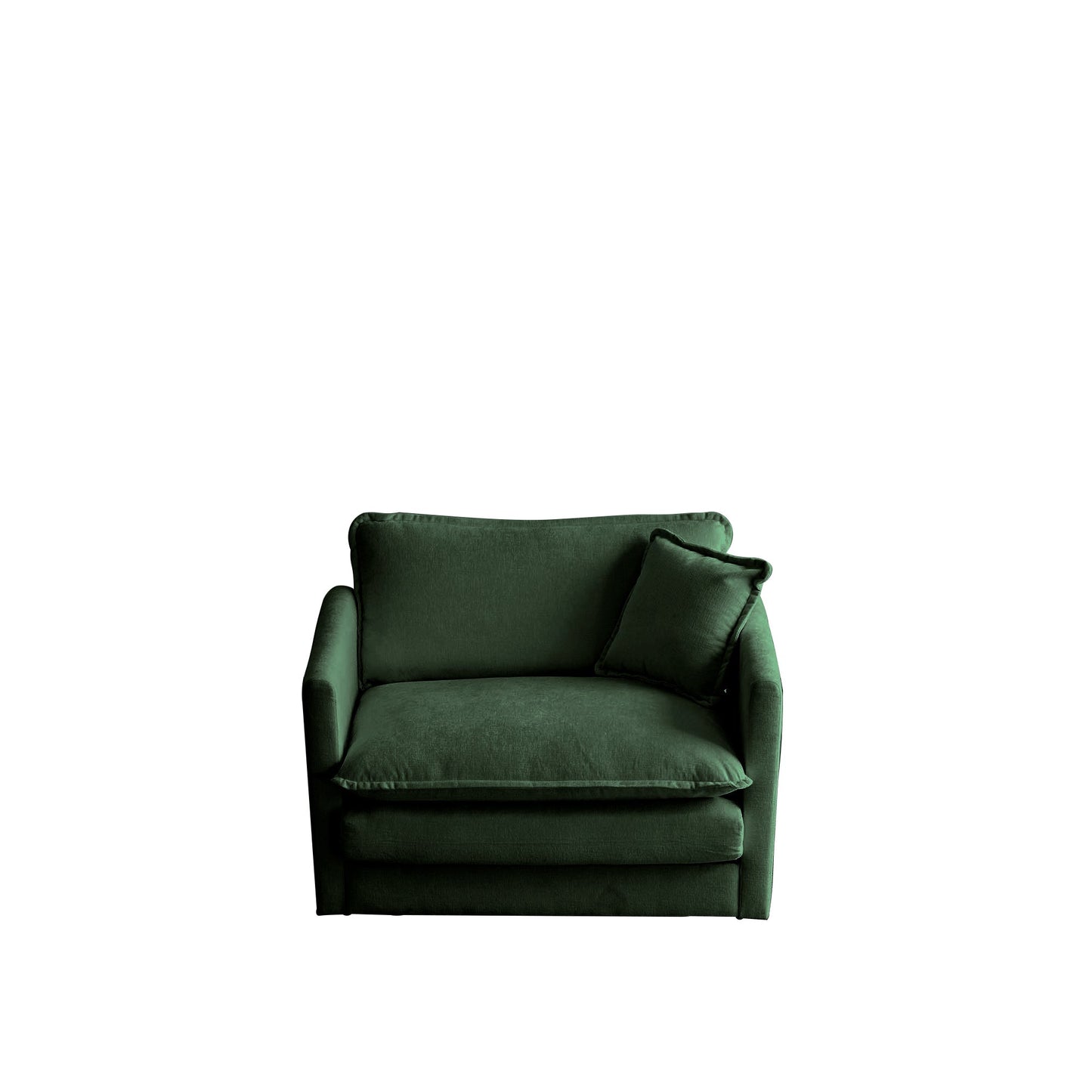 Comfy Deep Single Seat Sofa Upholstered Reading Armchair Living Room Chair Green Chenille Fabric , 1 Toss Pillow - 1st Choice Furniture Direct