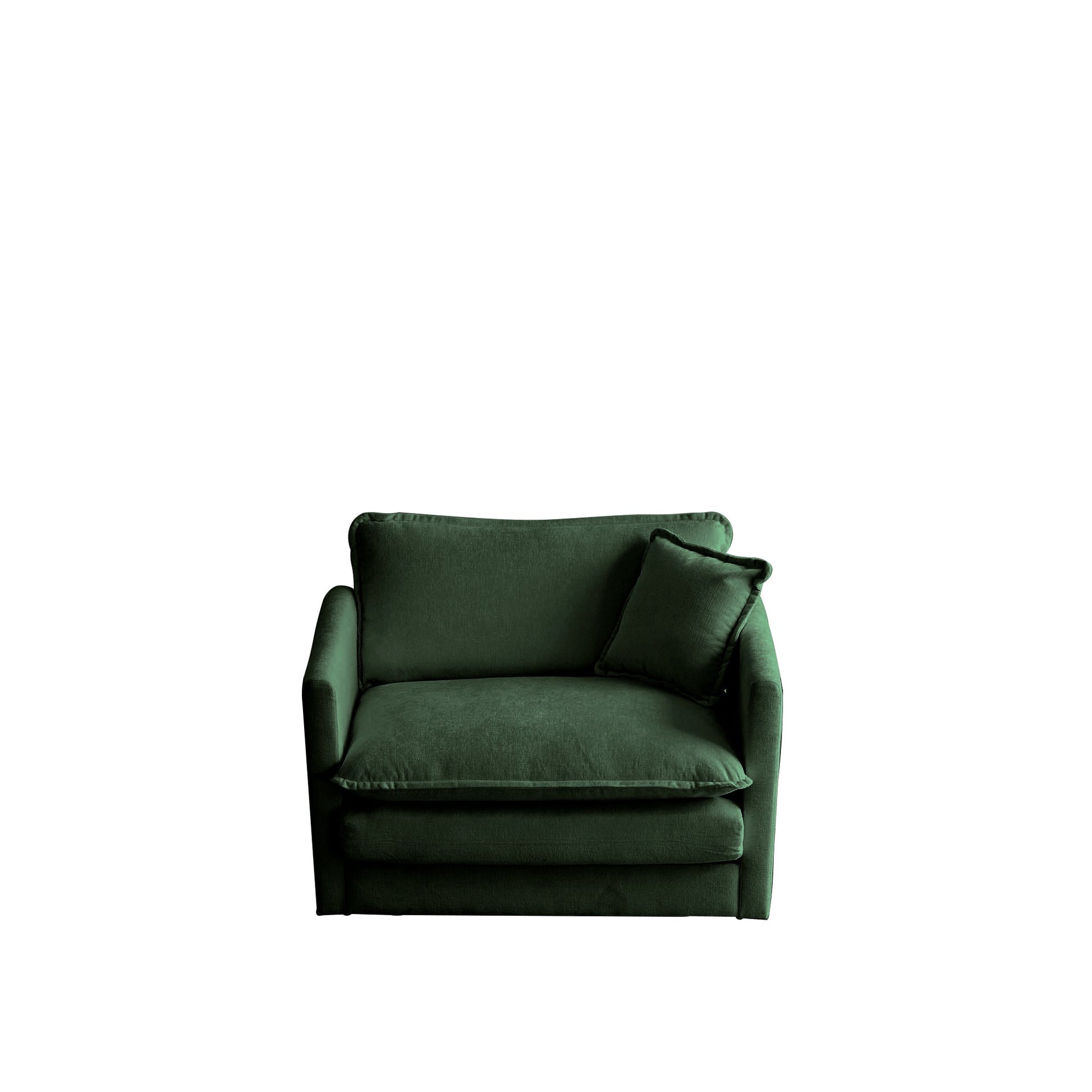 Comfy Deep Single Seat Sofa Upholstered Reading Armchair Living Room Chair Green Chenille Fabric , 1 Toss Pillow - 1st Choice Furniture Direct