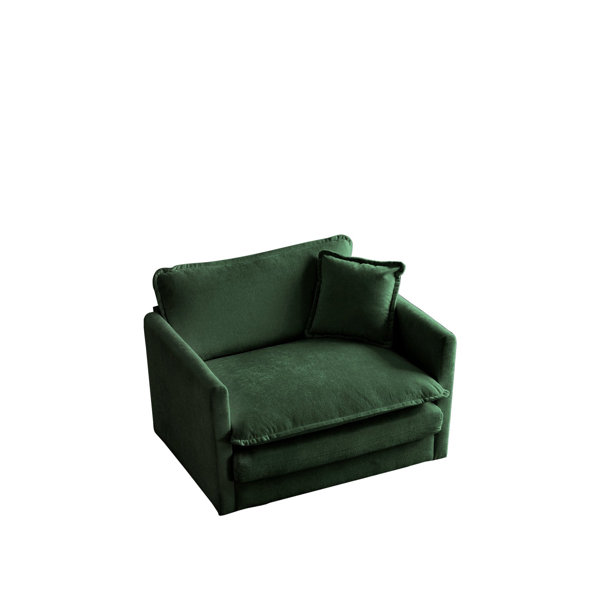 Comfy Deep Single Seat Sofa Upholstered Reading Armchair Living Room Chair Green Chenille Fabric , 1 Toss Pillow - 1st Choice Furniture Direct
