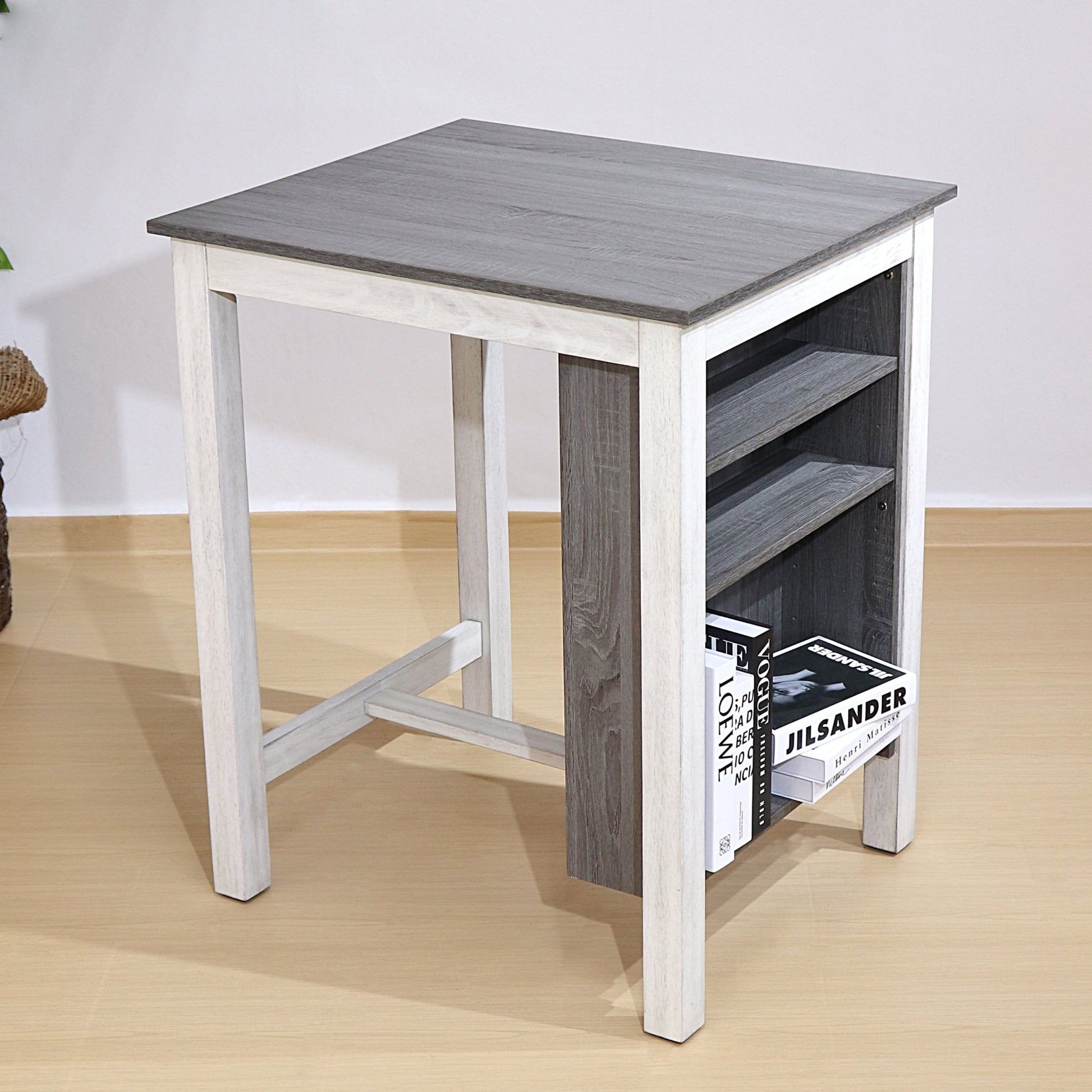 Compact Dining Table Set with Storage – Rustic Space Saving Kitchen Table with 2 Stools - 1st Choice Furniture Direct