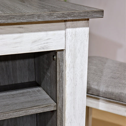 Compact Dining Table Set with Storage – Rustic Space Saving Kitchen Table with 2 Stools - 1st Choice Furniture Direct