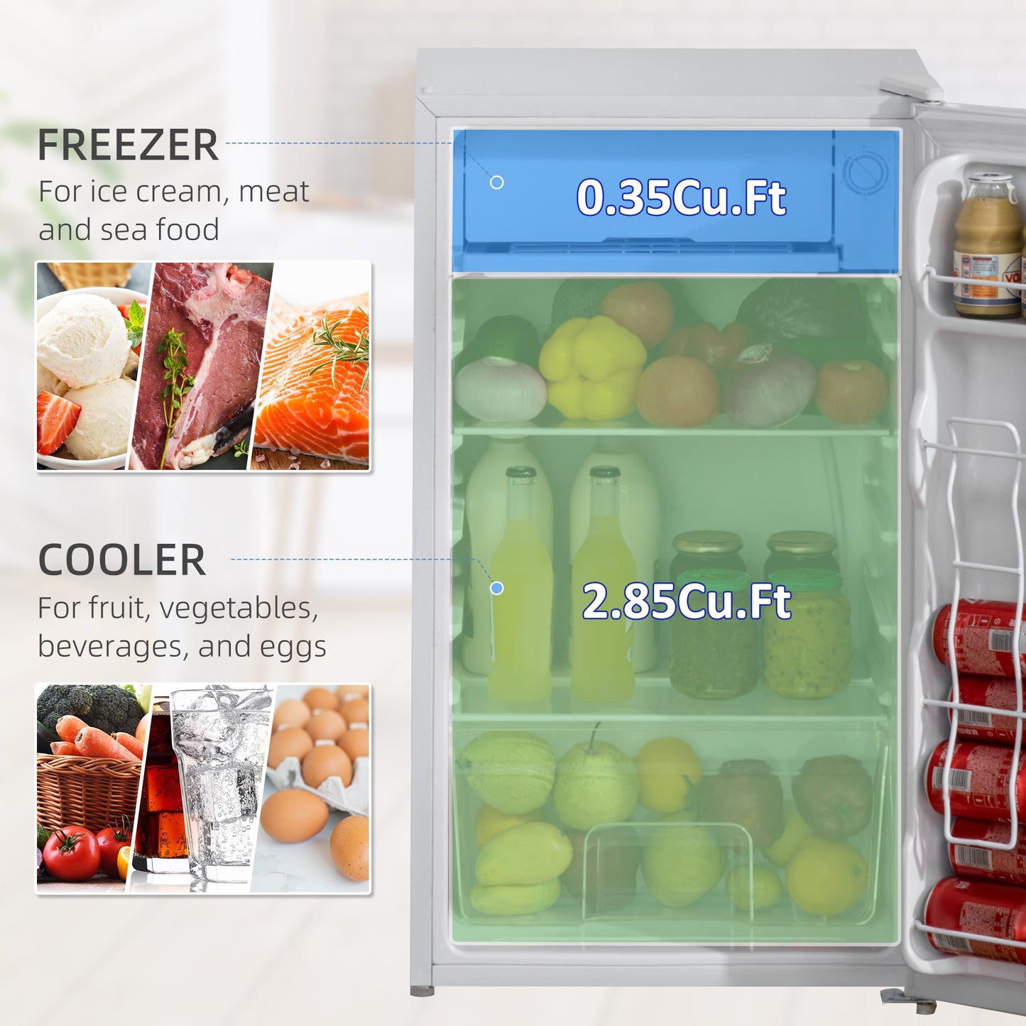 Compact Mini Fridge with Freezer – Energy Efficient Small Refrigerator for Apartment & Dorm - 1st Choice Furniture Direct
