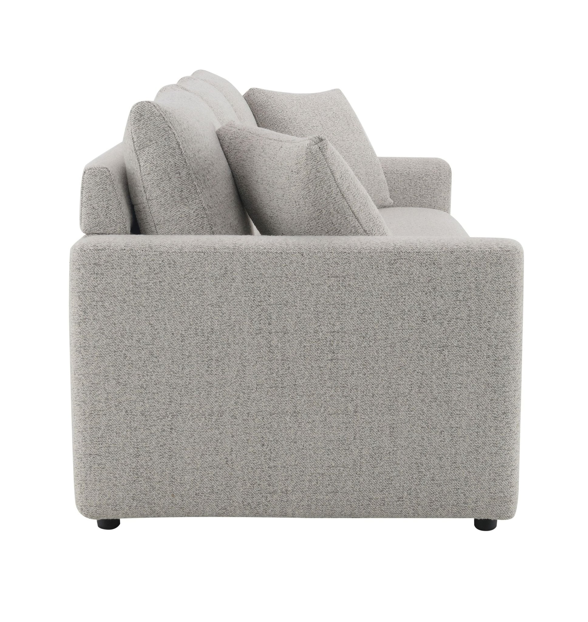 Connie Beige Boucle Sleeper Sectional Sofa w/ 2 Toss Pillows - 1st Choice Furniture Direct