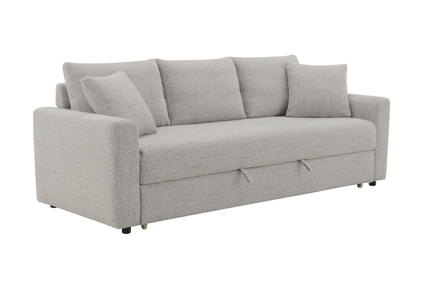 Connie Beige Boucle Sleeper Sectional Sofa w/ 2 Toss Pillows - 1st Choice Furniture Direct