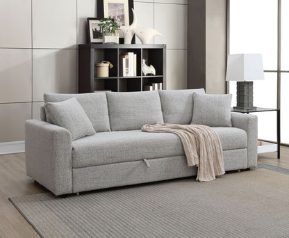 Connie Beige Boucle Sleeper Sectional Sofa w/ 2 Toss Pillows - 1st Choice Furniture Direct