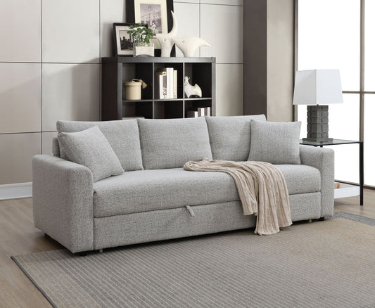 Connie Beige Boucle Sleeper Sectional Sofa w/ 2 Toss Pillows - 1st Choice Furniture Direct