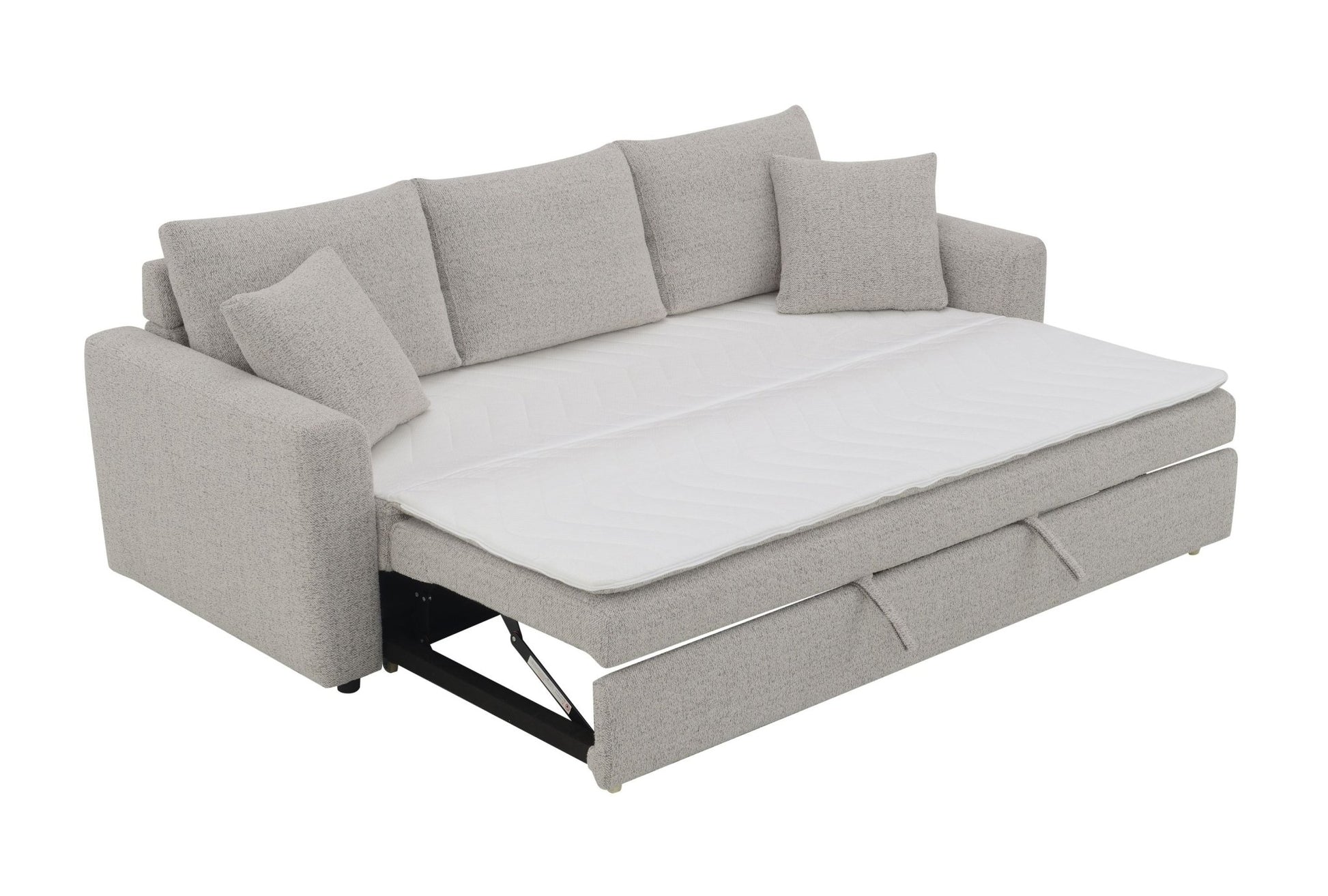 Connie Beige Boucle Sleeper Sectional Sofa w/ 2 Toss Pillows - 1st Choice Furniture Direct