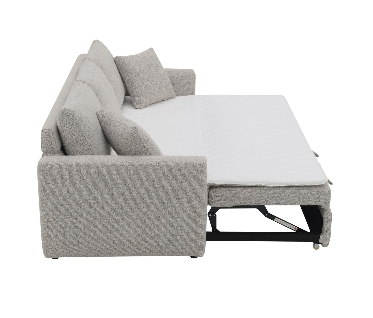 Connie Beige Boucle Sleeper Sectional Sofa w/ 2 Toss Pillows - 1st Choice Furniture Direct