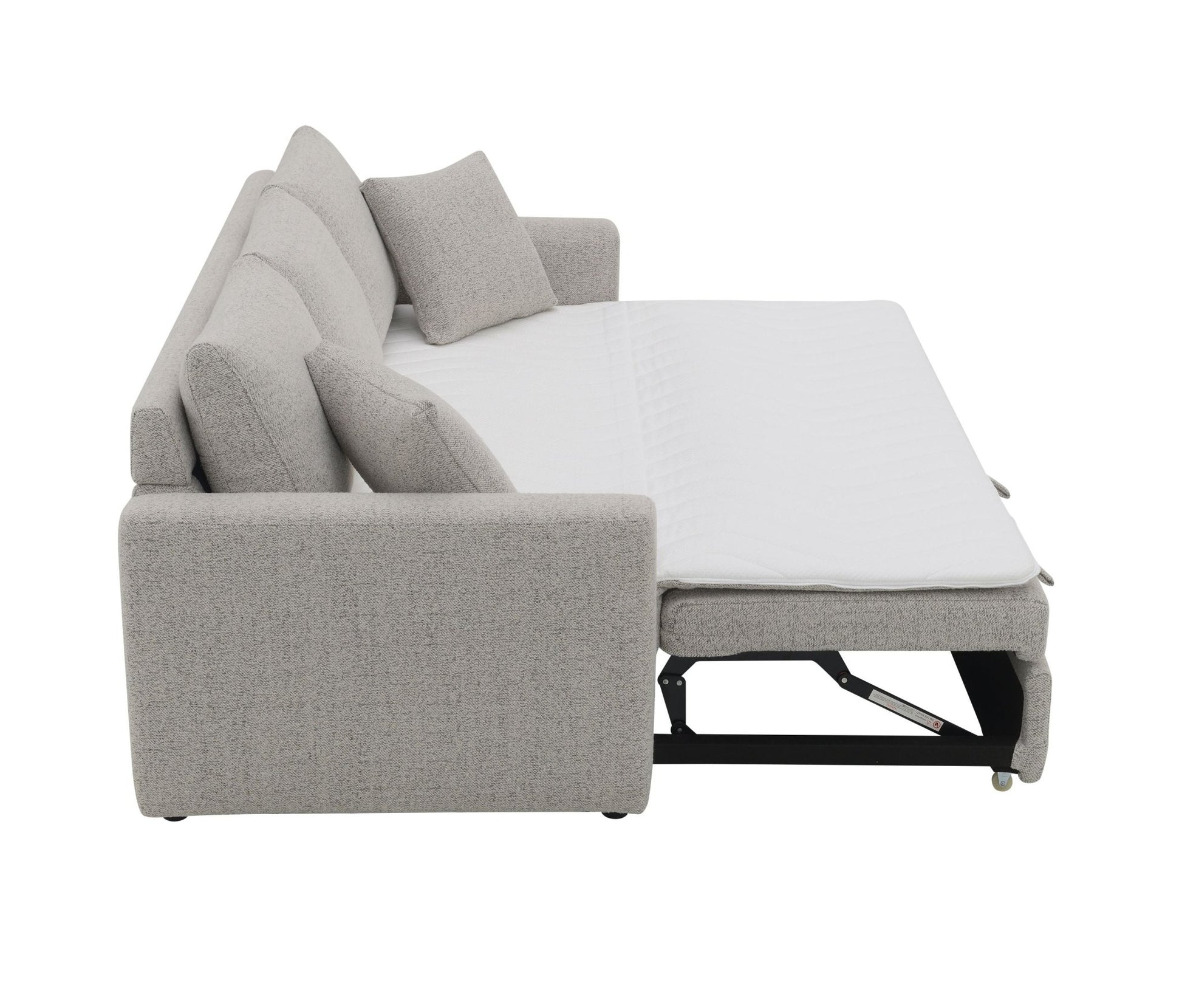 Connie Beige Boucle Sleeper Sectional Sofa w/ 2 Toss Pillows - 1st Choice Furniture Direct