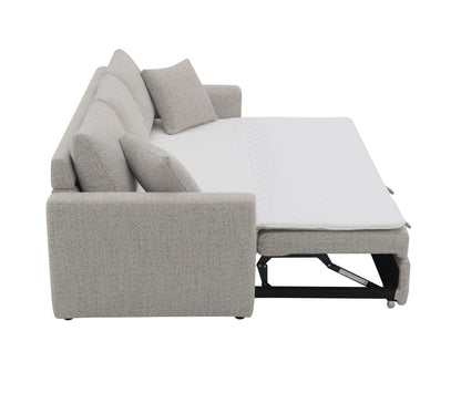 Connie Beige Boucle Sleeper Sectional Sofa w/ 2 Toss Pillows - 1st Choice Furniture Direct