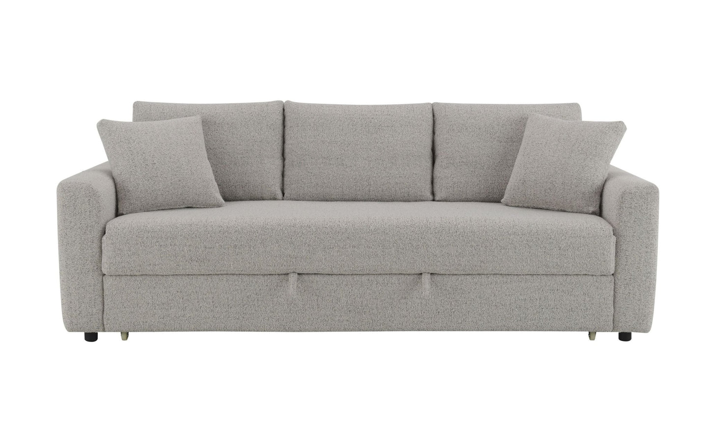 Connie Beige Boucle Sleeper Sectional Sofa w/ 2 Toss Pillows - 1st Choice Furniture Direct