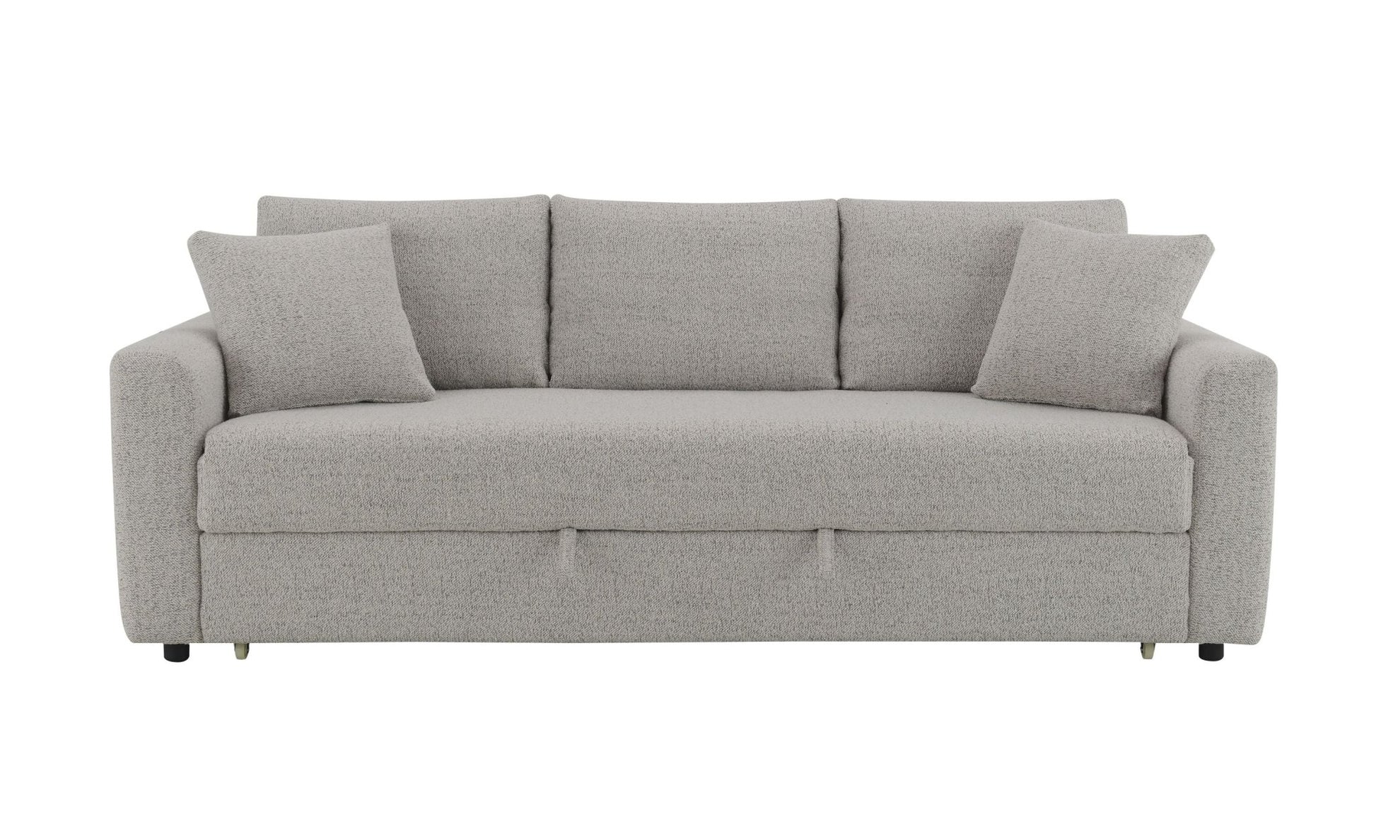 Connie Beige Boucle Sleeper Sectional Sofa w/ 2 Toss Pillows - 1st Choice Furniture Direct