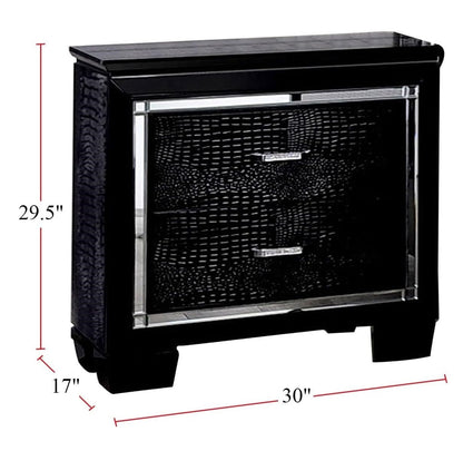 Contemporary 1pc Nightstand Black Bedside Table LED Light English Dovetail Drawer Bedroom Furniture - 1st Choice Furniture Direct