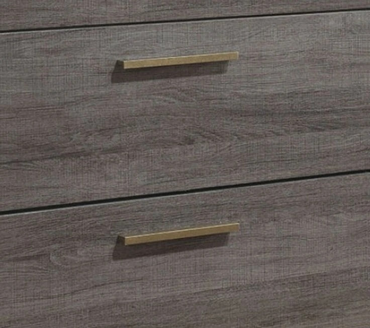 Contemporary 1pc Nightstand Two Tone Antique Gray Bedroom Furniture Nightstand Center Metal Glides Brass Bar Pulls - 1st Choice Furniture Direct