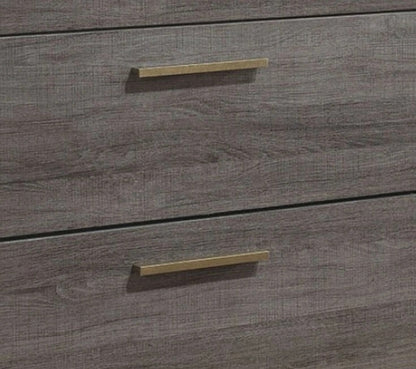 Contemporary 1pc Nightstand Two Tone Antique Gray Bedroom Furniture Nightstand Center Metal Glides Brass Bar Pulls - 1st Choice Furniture Direct