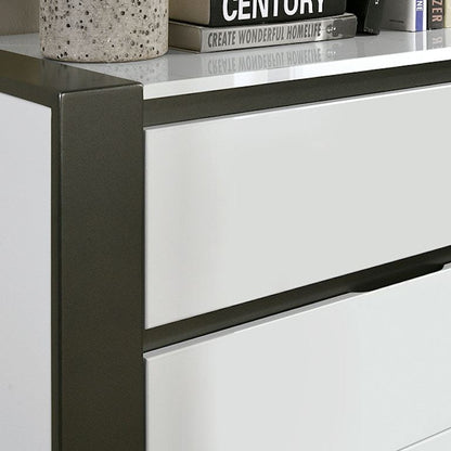 Contemporary 1pc Nightstand White Color High Gloss Finish w/ Metallic Accents Bedside Table w USB Port Bedroom Furniture - 1st Choice Furniture Direct