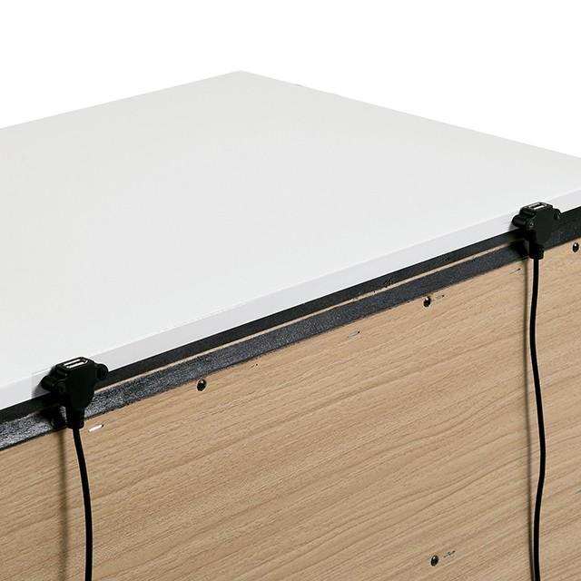 Contemporary 1pc Nightstand White Color High Gloss Finish w/ Metallic Accents Bedside Table w USB Port Bedroom Furniture - 1st Choice Furniture Direct