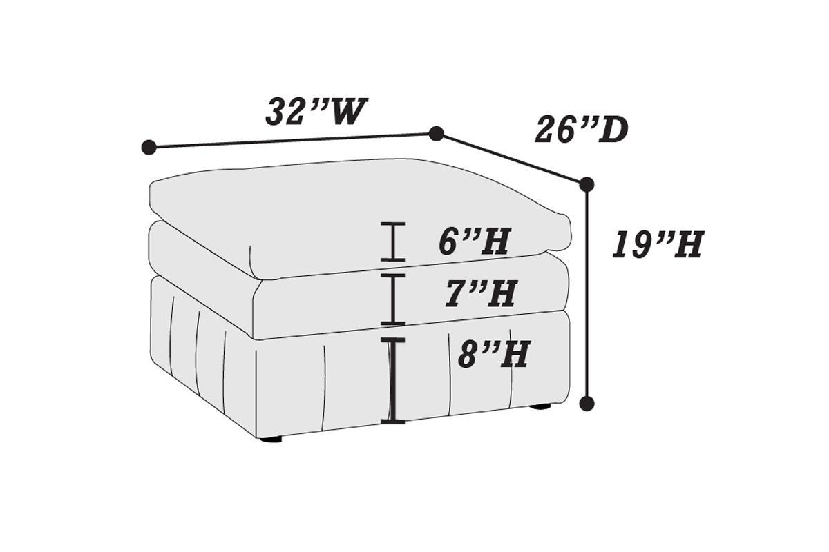 Contemporary 1pc Ottoman Modular Plush Chair Sectional Sofa Living Room Furniture Granite Morgan Fabric - Suede - 1st Choice Furniture Direct