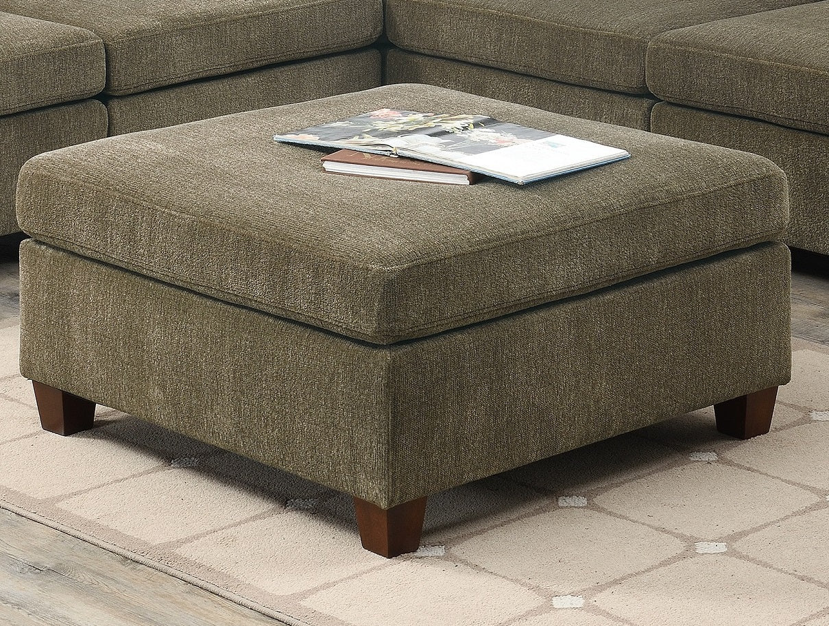 Contemporary 1pc OTTOMAN Tan Color Chenille Fabric Modular Corner wedge Sofa Living Room Furniture - 1st Choice Furniture Direct