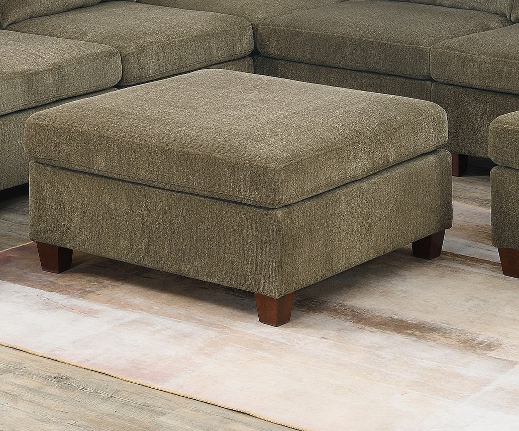 Contemporary 1pc OTTOMAN Tan Color Chenille Fabric Modular Corner wedge Sofa Living Room Furniture - 1st Choice Furniture Direct