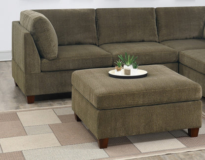 Contemporary 1pc OTTOMAN Tan Color Chenille Fabric Modular Corner wedge Sofa Living Room Furniture - 1st Choice Furniture Direct