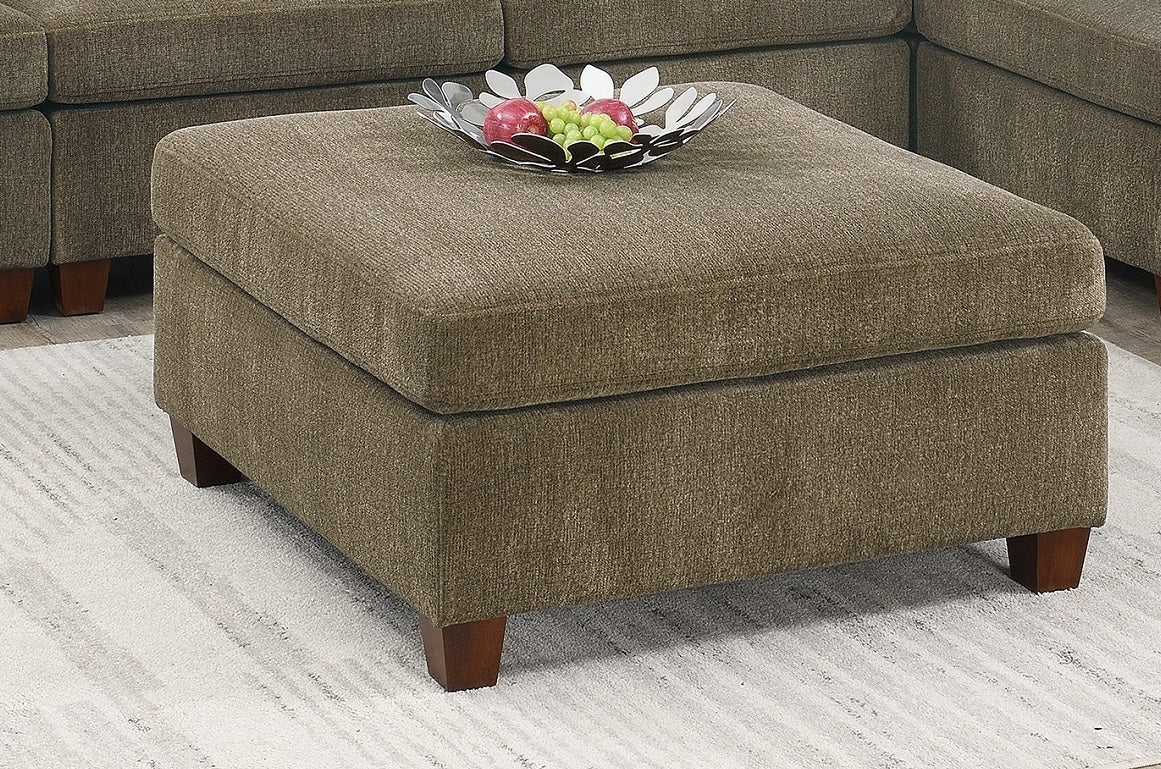 Contemporary 1pc OTTOMAN Tan Color Chenille Fabric Modular Corner wedge Sofa Living Room Furniture - 1st Choice Furniture Direct