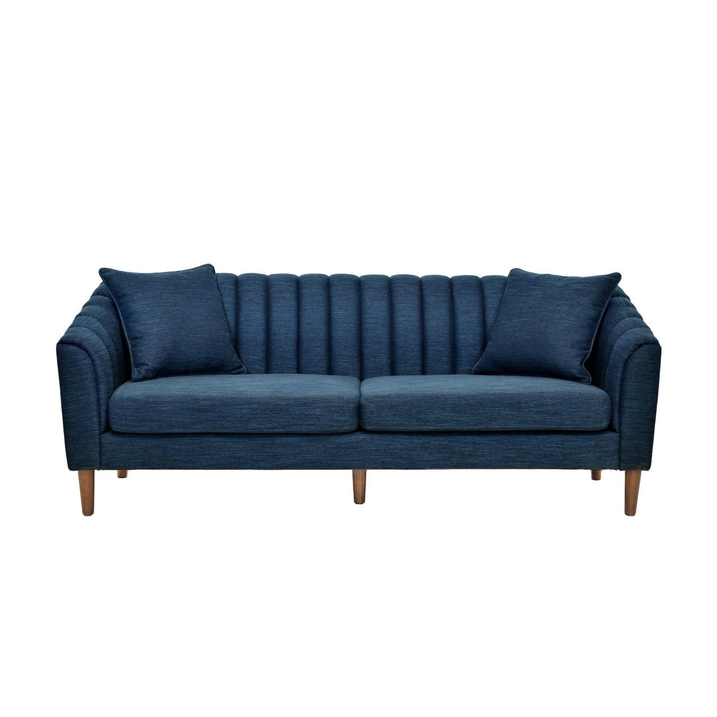 Contemporary 3 - Seater Sofa with Button - Tufted Design in Navy Blue Fabric - 1st Choice Furniture Direct