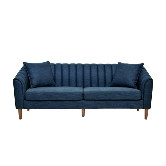 Contemporary 3 - Seater Sofa with Button - Tufted Design in Navy Blue Fabric - 1st Choice Furniture Direct