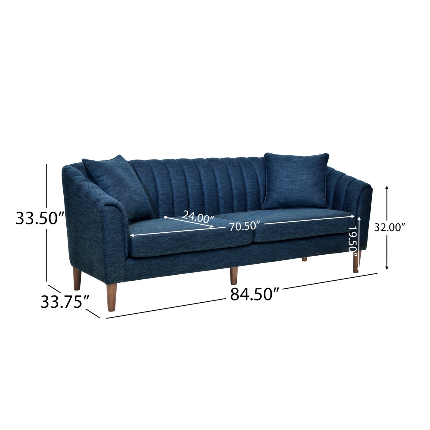 Contemporary 3 - Seater Sofa with Button - Tufted Design in Navy Blue Fabric - 1st Choice Furniture Direct
