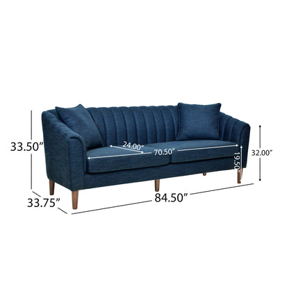 Contemporary 3 - Seater Sofa with Button - Tufted Design in Navy Blue Fabric - 1st Choice Furniture Direct