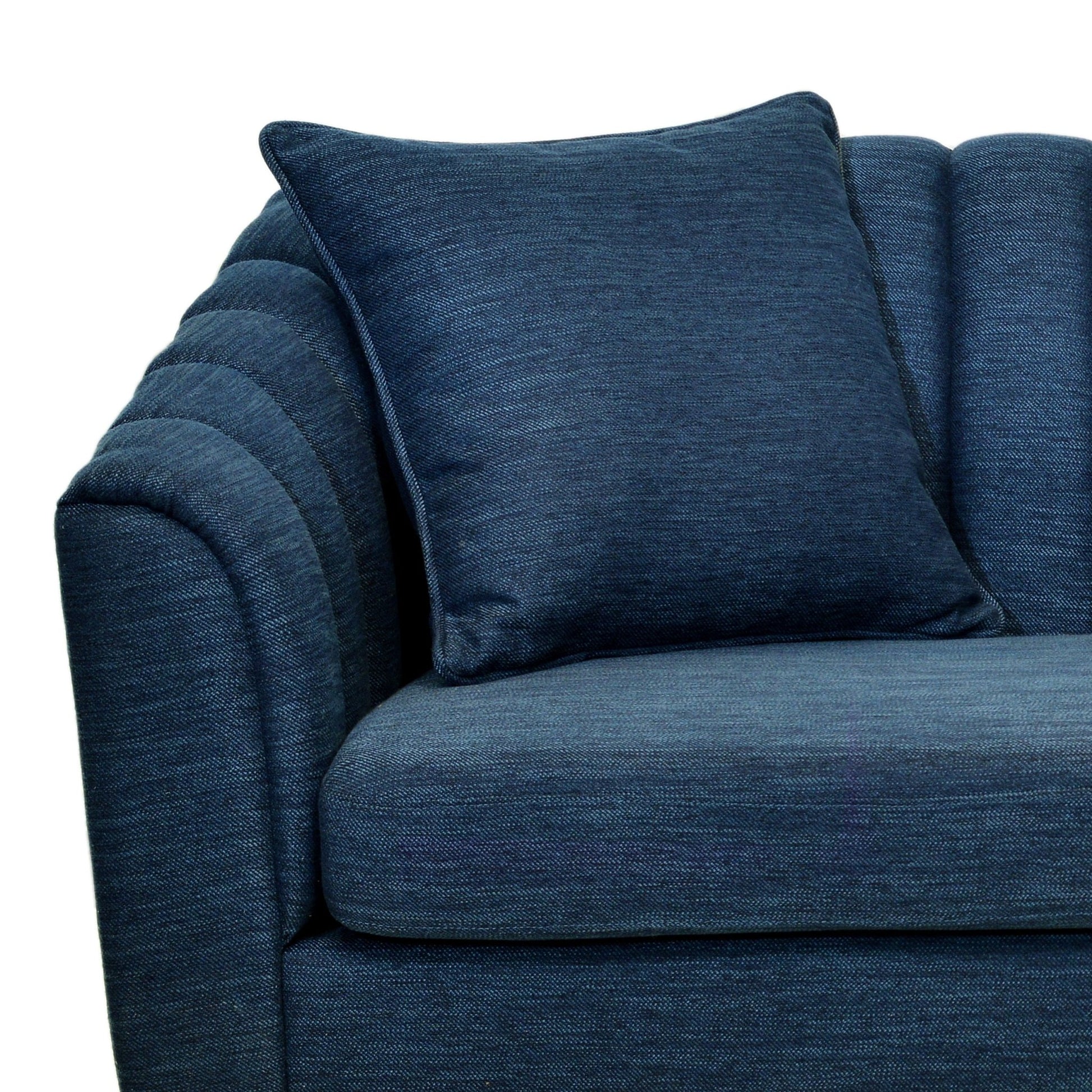 Contemporary 3 - Seater Sofa with Button - Tufted Design in Navy Blue Fabric - 1st Choice Furniture Direct