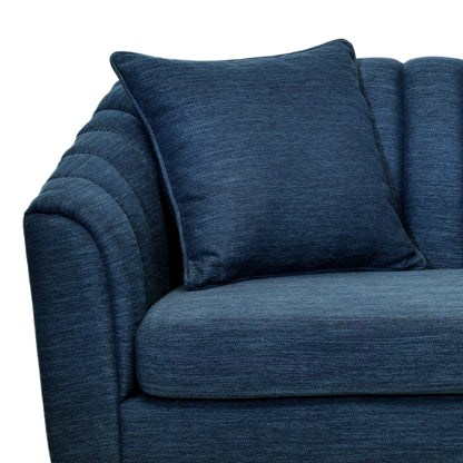 Contemporary 3 - Seater Sofa with Button - Tufted Design in Navy Blue Fabric - 1st Choice Furniture Direct