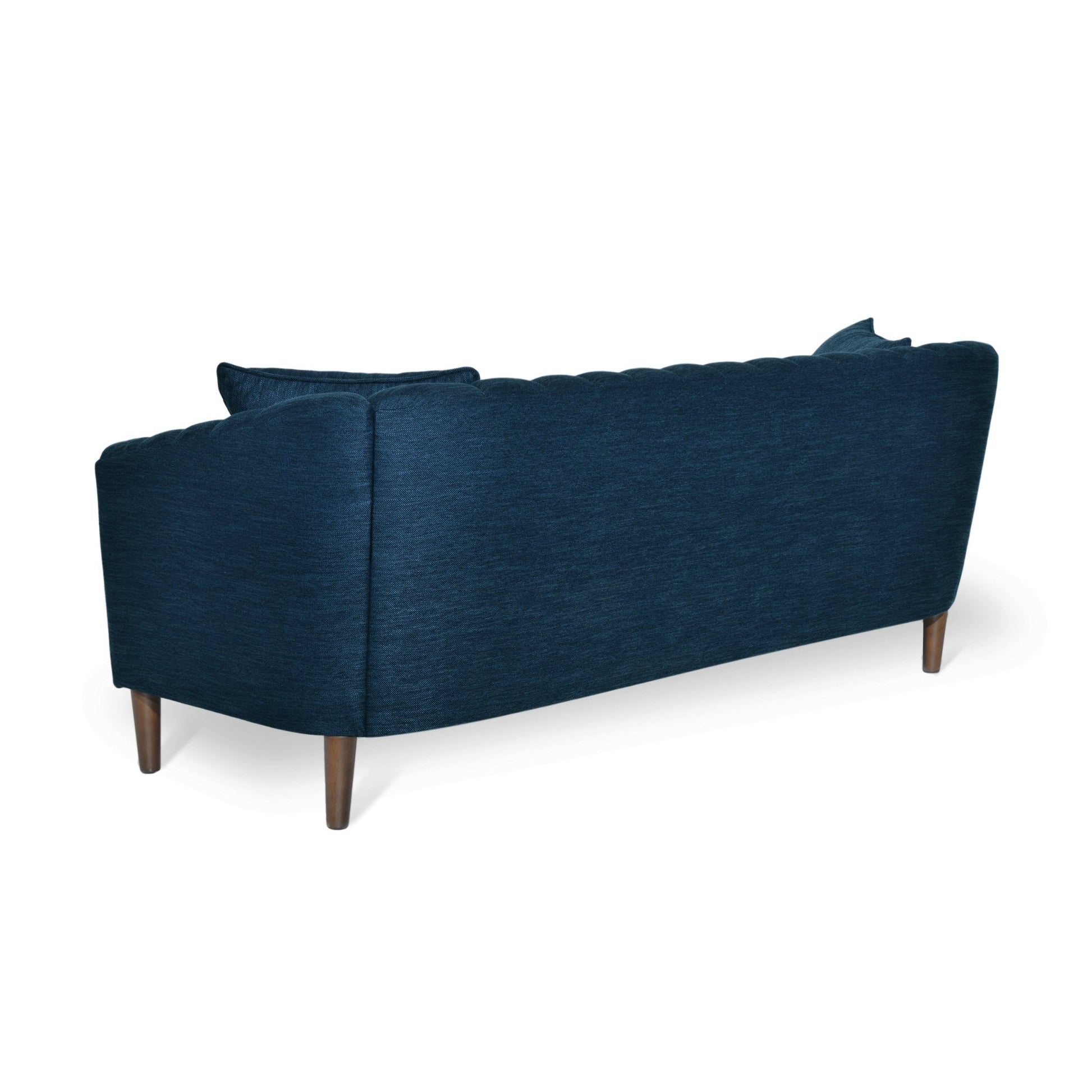 Contemporary 3 - Seater Sofa with Button - Tufted Design in Navy Blue Fabric - 1st Choice Furniture Direct