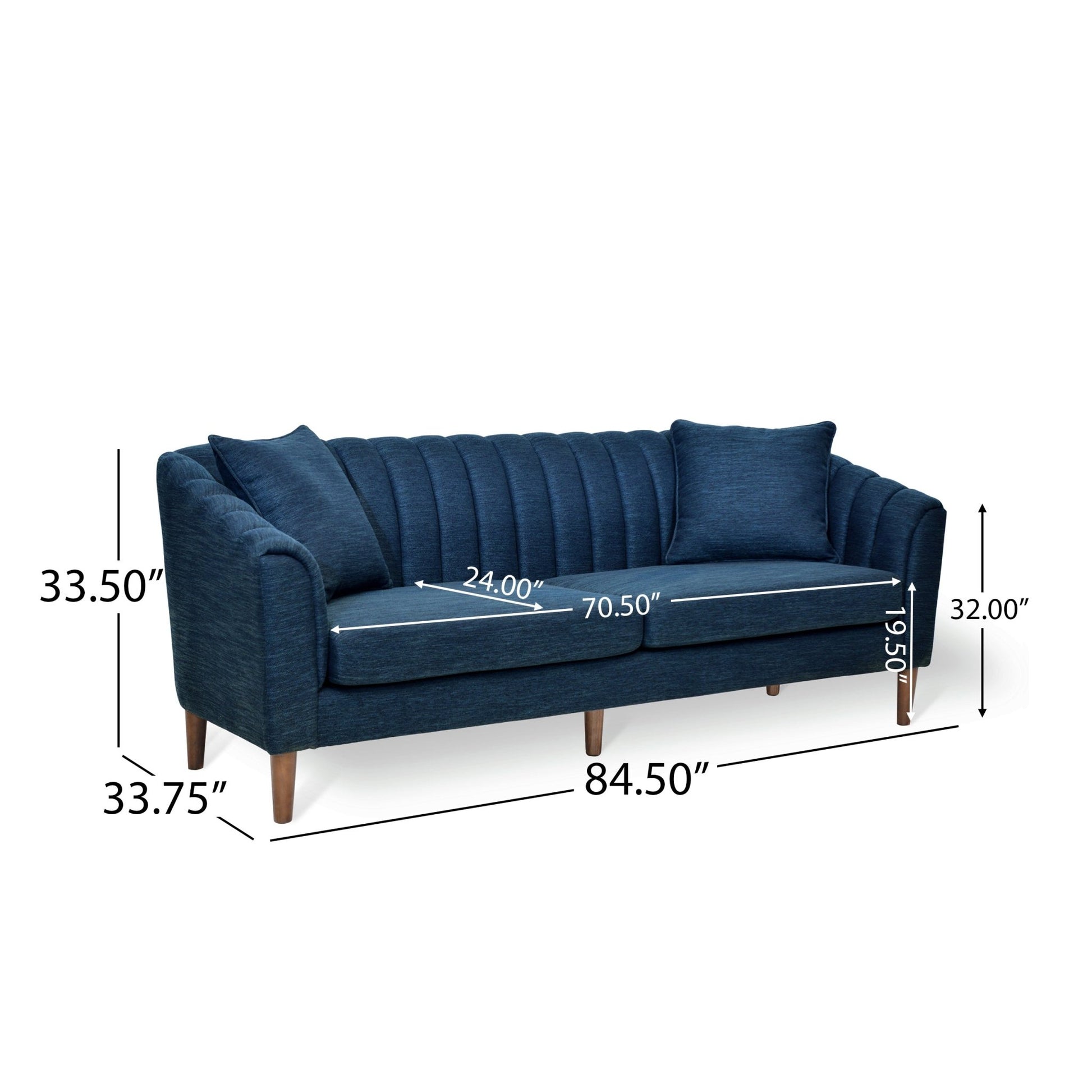 Contemporary 3 - Seater Sofa with Button - Tufted Design in Navy Blue Fabric - 1st Choice Furniture Direct