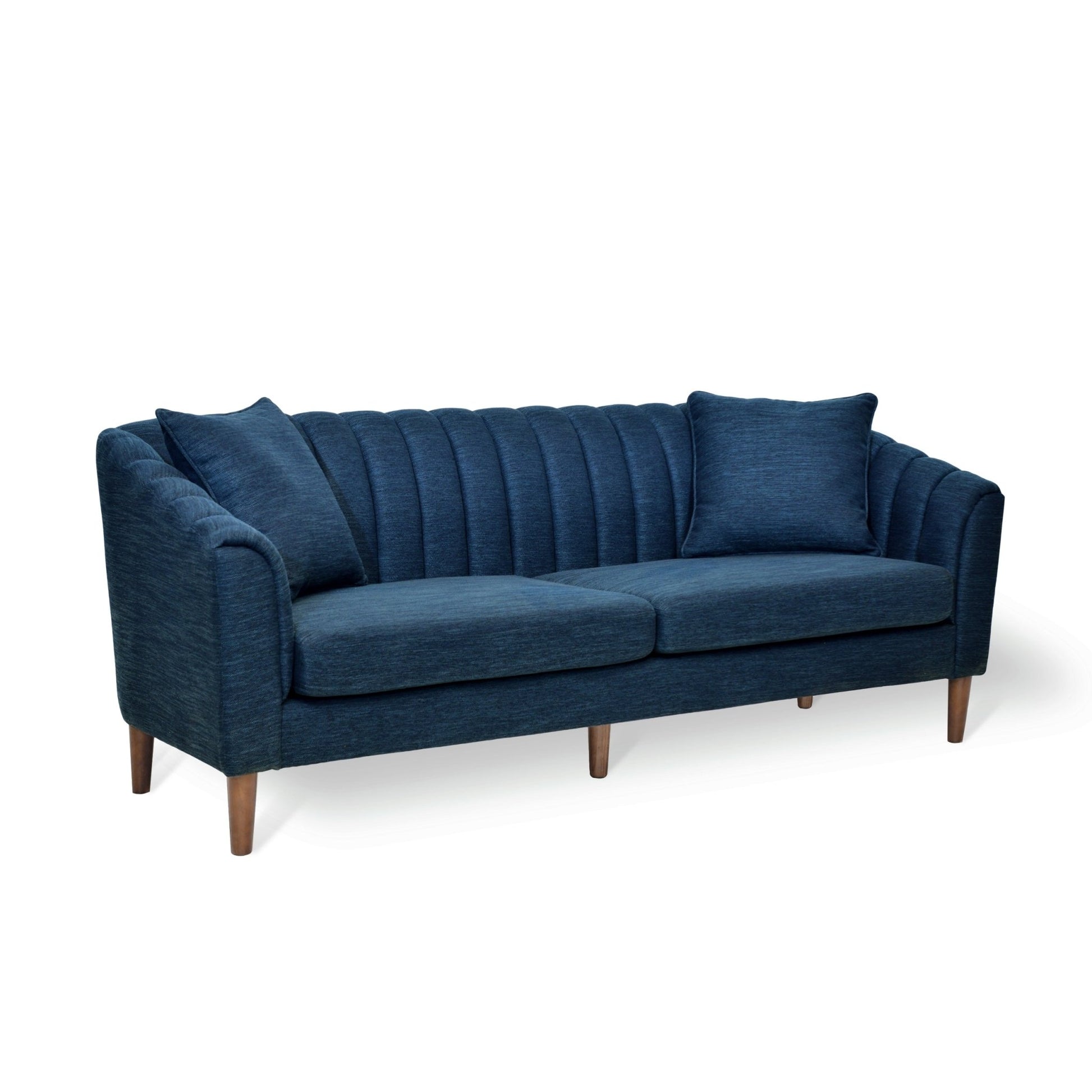 Contemporary 3 - Seater Sofa with Button - Tufted Design in Navy Blue Fabric - 1st Choice Furniture Direct