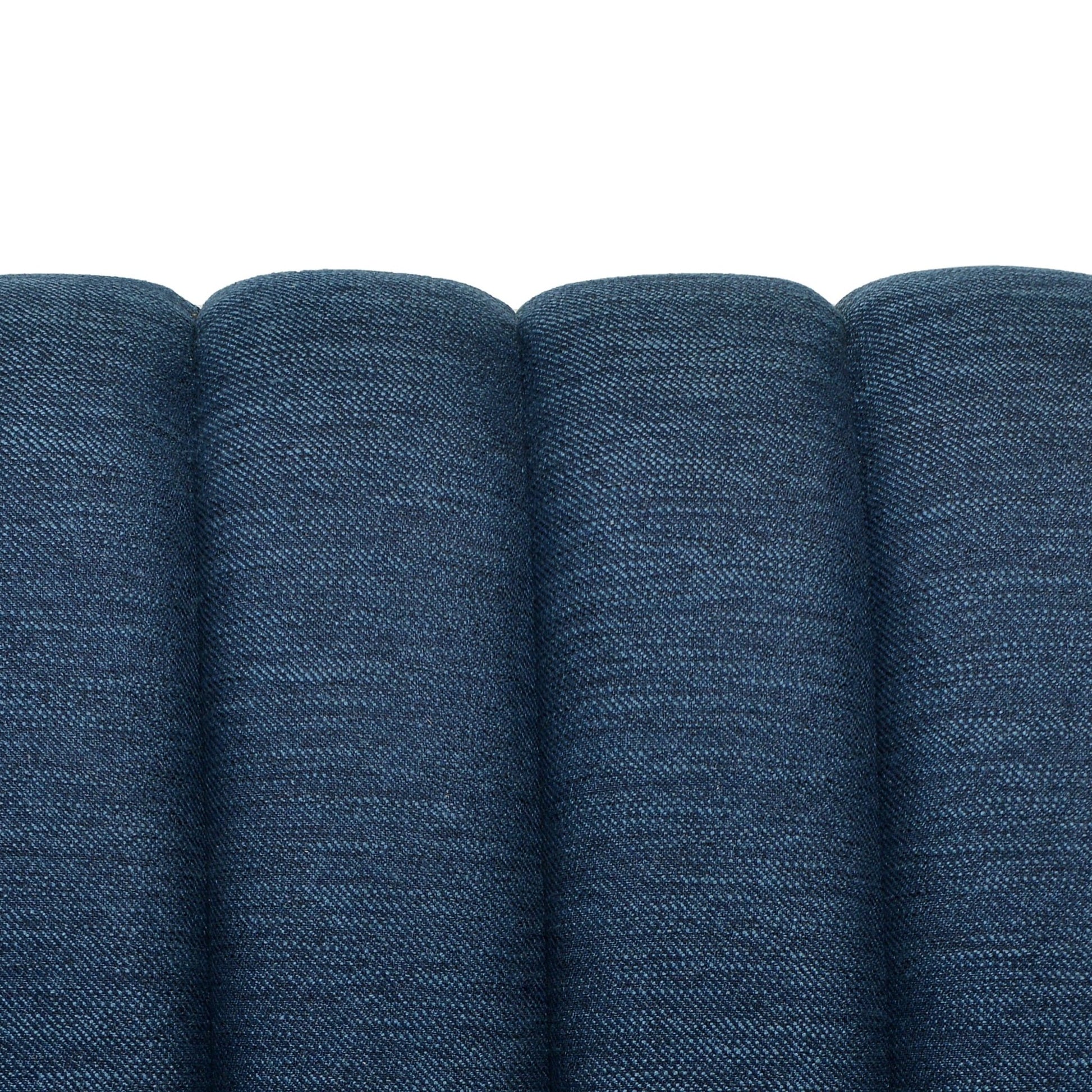 Contemporary 3 - Seater Sofa with Button - Tufted Design in Navy Blue Fabric - 1st Choice Furniture Direct