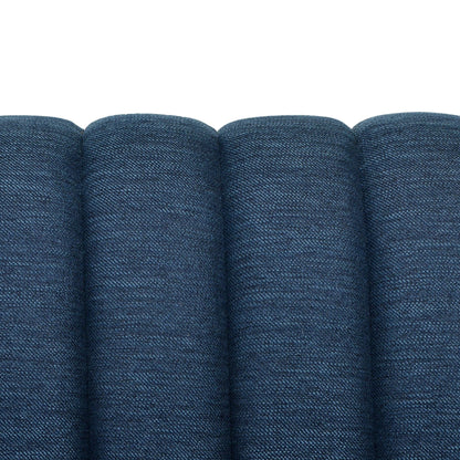 Contemporary 3 - Seater Sofa with Button - Tufted Design in Navy Blue Fabric - 1st Choice Furniture Direct