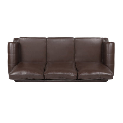 Contemporary 3 Seater Sofa with Faux Leather Upholstery and Nailhead Trim in Dark Brown - 1st Choice Furniture Direct